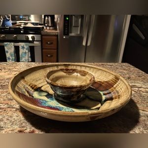 Vintage Stoneware Chip and Dip Platter